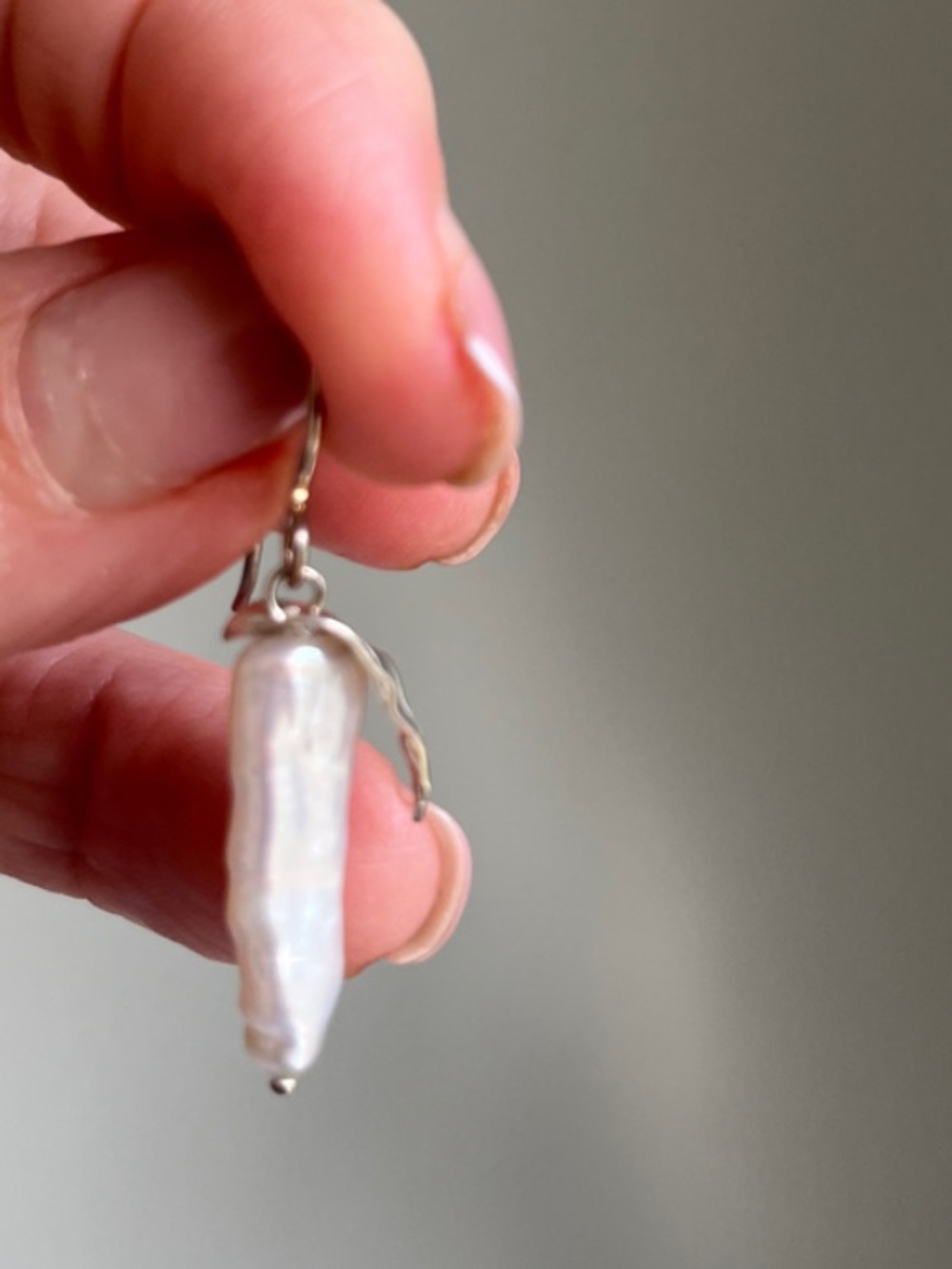 Freshwater Pearl Drop Earrings in Iridescent White - Picture 6 of 6